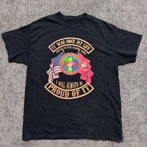 USMC Marine Corps Graphic T-Shirt Mens L Black 1st Dist Support Battalion‎